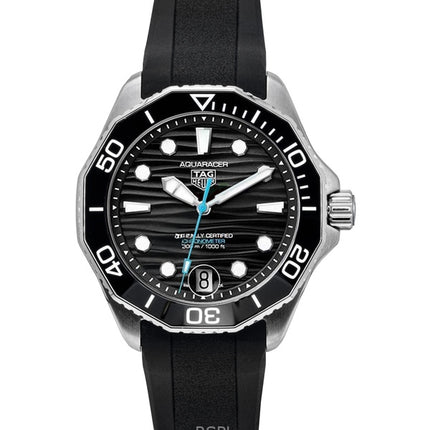 Montre de plongée automatique Tag Heuer Aquaracer pour homme, bracelet en caoutchouc, cadran noir, WBP5110.FT6257, 300 m