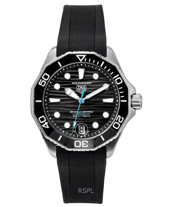 Montre de plongée automatique Tag Heuer Aquaracer pour homme, bracelet en caoutchouc, cadran noir, WBP5110.FT6257, 300 m