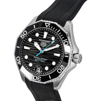 Montre de plongée automatique Tag Heuer Aquaracer pour homme, bracelet en caoutchouc, cadran noir, WBP5110.FT6257, 300 m