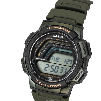 Montre homme Casio WS-1800-3AV à quartz, bracelet en résine, étanche à 100 m