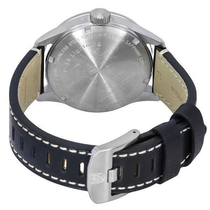 Montre pour homme Luminox Air Pilot P-38 Lightning GMT bracelet en cuir noir cadran blanc Quartz XA.9527 100M