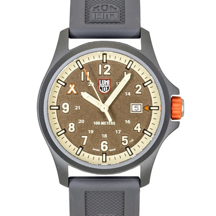 Montre homme Luminox Bear Grylls Survival Land, bracelet en caoutchouc, cadran marron, quartz, XB.3716, étanche à 100 m