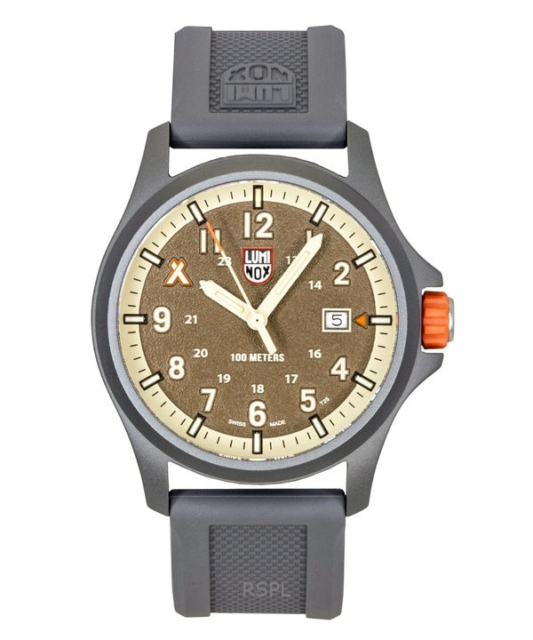 Montre homme Luminox Bear Grylls Survival Land, bracelet en caoutchouc, cadran marron, quartz, XB.3716, étanche à 100 m