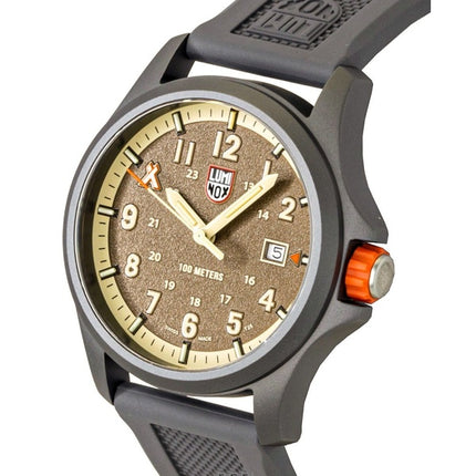 Montre homme Luminox Bear Grylls Survival Land, bracelet en caoutchouc, cadran marron, quartz, XB.3716, étanche à 100 m