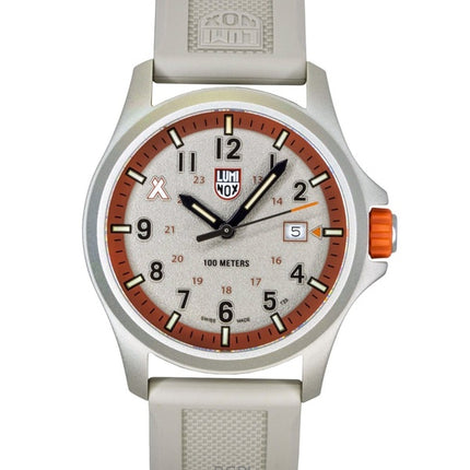 Montre homme Luminox Bear Grylls Survival Land, bracelet en caoutchouc, cadran beige, quartz, XB.3717, étanche à 100 m