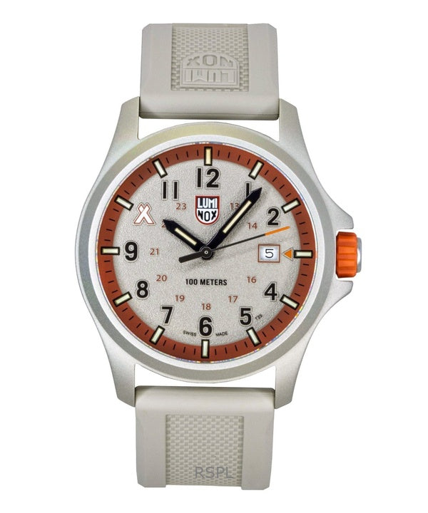 Montre homme Luminox Bear Grylls Survival Land, bracelet en caoutchouc, cadran beige, quartz, XB.3717, étanche à 100 m