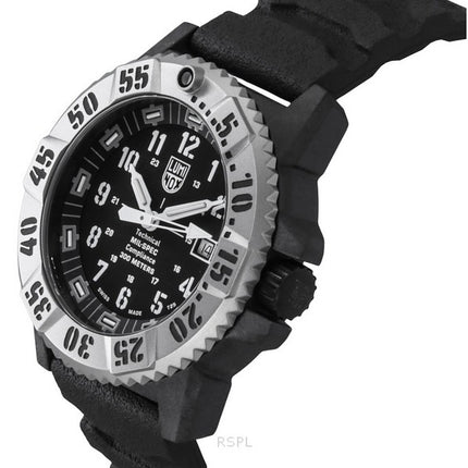 Montre de plongée à quartz pour homme Luminox MIL-SPEC XL.3351.1.SET 300 m avec bracelet supplémentaire et cadran noir en caoutc