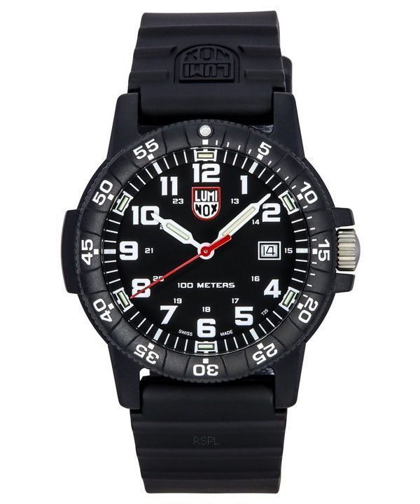 Montre pour homme Luminox Leatherback SEA Turtle Bracelet en polyuréthane géant Cadran noir Quartz XS.0321.L 100M