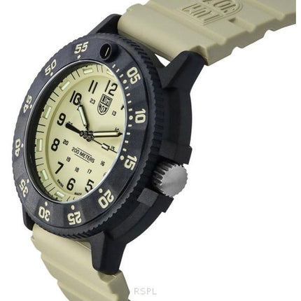 Montre pour homme Luminox Original Navy Seal EVO bracelet en caoutchouc cadran beige Quartz Diver's XS.3010.EVO.S 200M