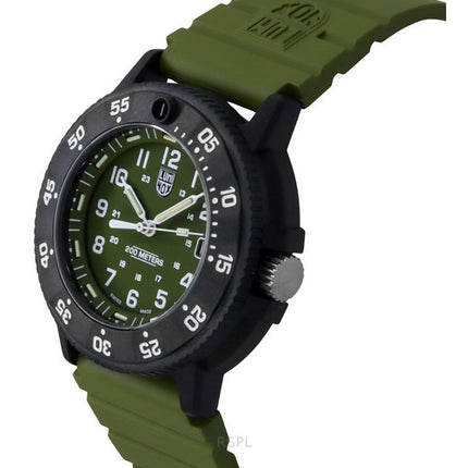 Montre de plongée à quartz pour homme Luminox Original Navy Seal XS.3013.EVO.S 200 m avec bracelet en caoutchouc et cadran vert