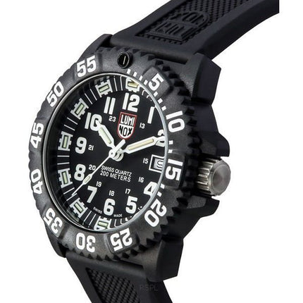 Montre pour homme Luminox Original NAVY Seal avec bracelet en caoutchouc et cadran noir à  quartz XS.3051.F 200M