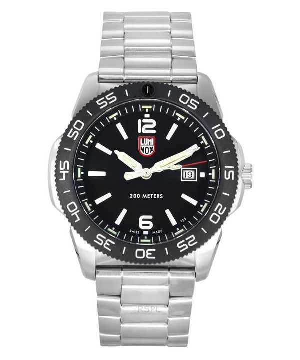 Montre pour homme Luminox Pacific Diver en acier inoxydable avec cadran noir et quartz XS.3122 200M