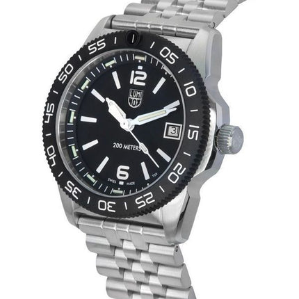 Montre pour homme Luminox Pacific Diver Ripple en acier inoxydable avec cadran noir et quartz suisse XS.3122M 200M