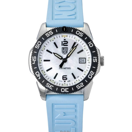 Montre unisexe Luminox Pacific Diver Ripple, bracelet en caoutchouc, cadran en nacre, mouvement à quartz, étanche à 200 m, XS.3124M