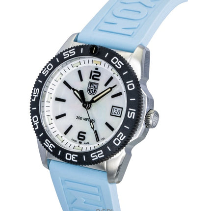 Montre unisexe Luminox Pacific Diver Ripple, bracelet en caoutchouc, cadran en nacre, mouvement à quartz, étanche à 200 m, XS.3124M
