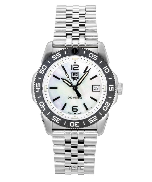 Montre homme Luminox Pacific Diver Ripple en acier inoxydable avec cadran en nacre, mouvement à quartz XS.3126M.1, étanche à 200 m.