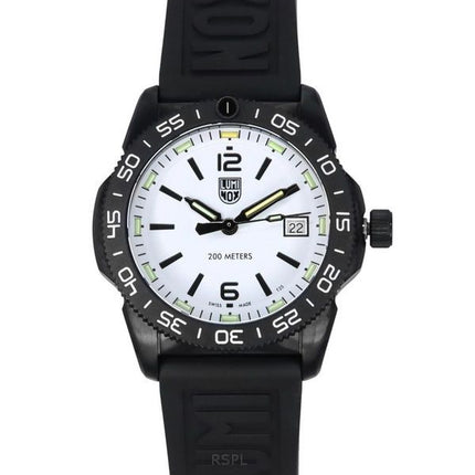 Montre pour homme Luminox Pacific Diver Ripple avec bracelet en caoutchouc et cadran blanc à quartz XS.3127M 200M