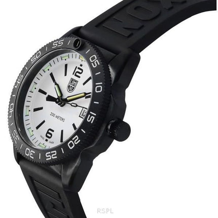 Montre pour homme Luminox Pacific Diver Ripple avec bracelet en caoutchouc et cadran blanc à quartz XS.3127M 200M