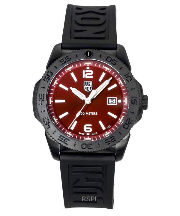 Montre homme Luminox Pacific Diver XS.3135.B 200M, bracelet en caoutchouc, cadran rouge soleillé, mouvement à quartz.