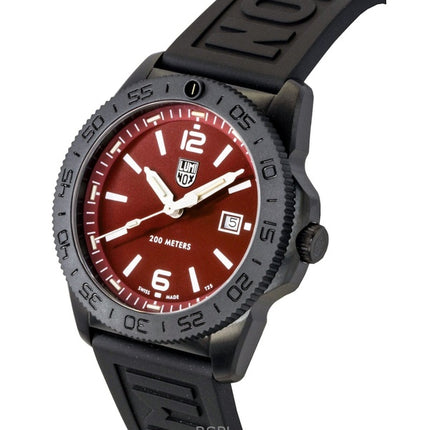 Montre homme Luminox Pacific Diver XS.3135.B 200M, bracelet en caoutchouc, cadran rouge soleillé, mouvement à quartz.