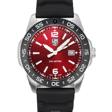 Montre homme Luminox Pacific Diver, bracelet en caoutchouc, cadran rouge, quartz, XS.3135, 200 m