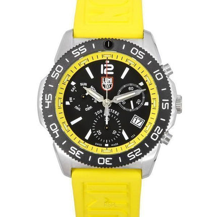 Montre pour homme Luminox Pacific Diver chronographe bracelet en caoutchouc jaune cadran noir Quartz Diver's XS.3145 200M