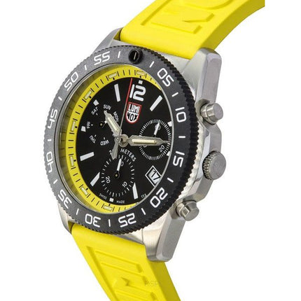 Montre pour homme Luminox Pacific Diver chronographe bracelet en caoutchouc jaune cadran noir Quartz Diver's XS.3145 200M