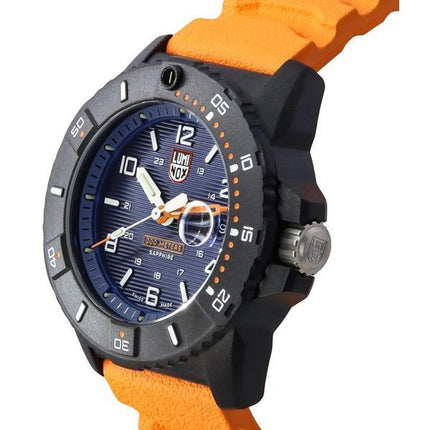 Montre pour homme Luminox Navy Seal Bracelet en caoutchouc orange Cadran bleu Quartz Diver's XS.3603 200M