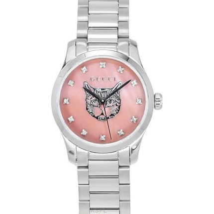 Montre pour femme Gucci G-Timeless Diamond Accents avec cadran en nacre rose à quartz YA1265025