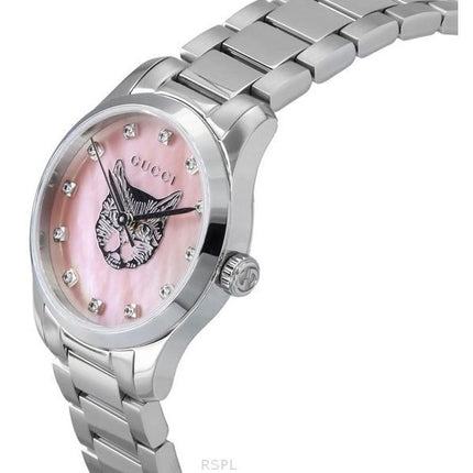 Montre pour femme Gucci G-Timeless Diamond Accents avec cadran en nacre rose à quartz YA1265025