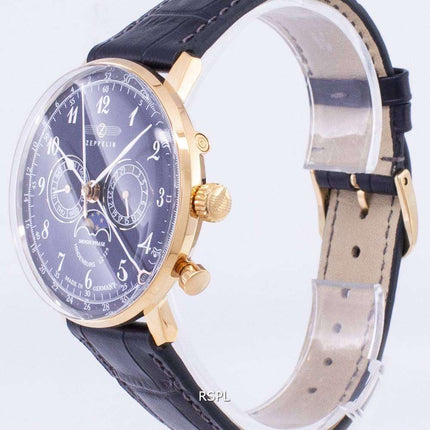 Montre homme Zeppelin Series LZ 129 Hindenburg, fabriquée en Allemagne, référence 7038-3 70383, remise à neuf