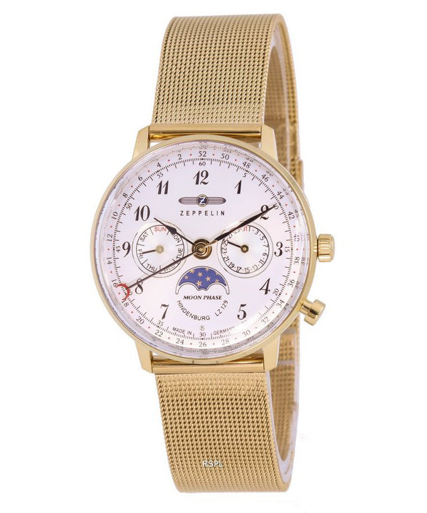 Montre pour femme Zeppelin LZ129 Hindenburg phase de lune cadran argenté Quartz 7039M-1 7039M1