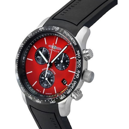 Montre pour homme Zeppelin Night Cruise chronographe bracelet en caoutchouc cadran rouge Quartz 72885KB 100M