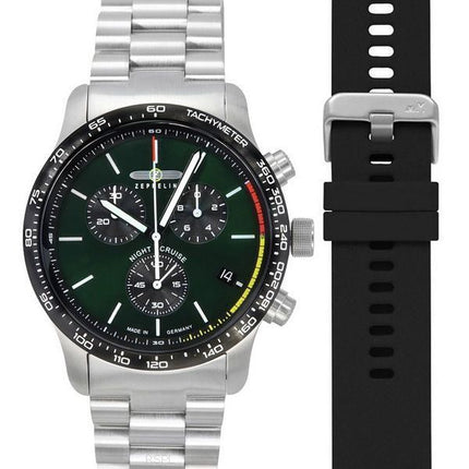 Zeppelin Night Cruise Chronographe Acier inoxydable Cadran vert Quartz 7288M4set 100M Montre pour hommes avec bracelet supplémen