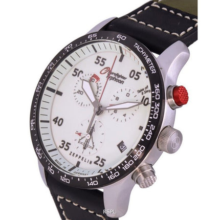 Montre Homme Zeppelin Eurofighter Chronographe Bracelet Cuir Cadran Beige Quartz 7298-5 72985 100M