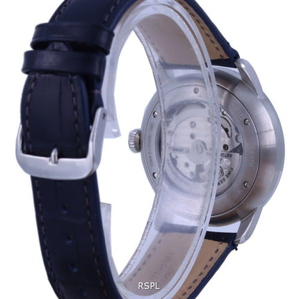 Montre Homme Zeppelin Flatline Coeur Ouvert Cadran Bleu Bracelet Cuir Automatique 7364-3 73643