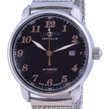 Montre Homme Zeppelin LZ127 Graf Cadran Noir Acier Inoxydable Automatique 7656M-2 7656M2