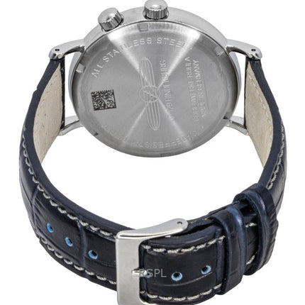 Montre homme Zeppelin Hindenburg 80441 à quartz, bracelet en cuir bleu, cadran blanc