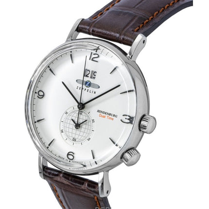 Montre homme Zeppelin Hindenburg 80445, bracelet en cuir marron, cadran beige, quartz