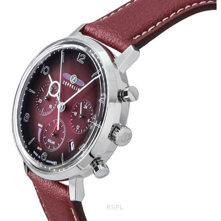 Montre pour homme Zeppelin LZ129 Hindenburg chronographe bracelet en cuir végétalien cadran rouge solaire 80862N