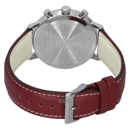 Montre pour homme Zeppelin LZ129 Hindenburg chronographe bracelet en cuir végétalien cadran rouge solaire 80862N