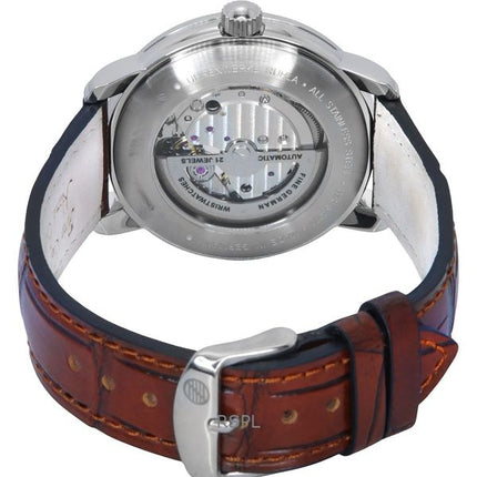 Montre automatique pour homme Zeppelin LZ-120 Bodensee avec bracelet en cuir beige et cadran en forme de cœur ouvert 81661