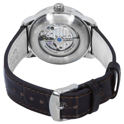 Montre automatique pour homme Zeppelin Atlantic avec bracelet en cuir et cadran beige entièrement lumineux 84605