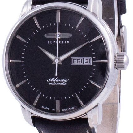 Montre pour homme Zeppelin Atlantik cadran noir bracelet en cuir automatique 8466-2 84662