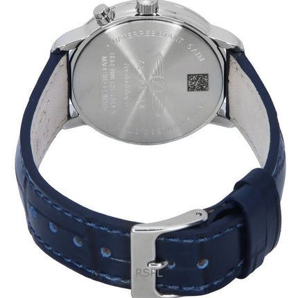 Montre pour femme Zeppelin Friedrichshafen Moon Phase avec bracelet en cuir et cadran bleu à quartz 85373