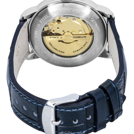 Montre automatique pour homme Zeppelin Friedrichshafen 85623, bracelet en cuir bleu, cadran bleu