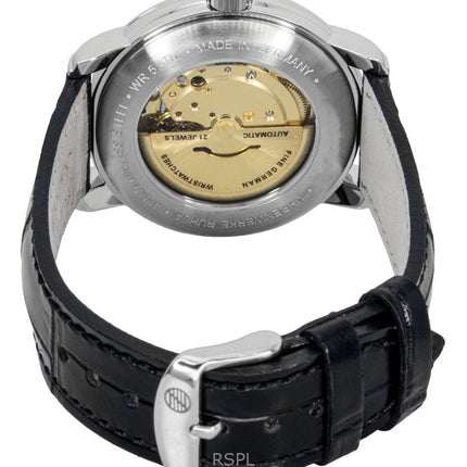 Montre automatique pour homme Zeppelin Friedrichshafen 85624, bracelet en cuir noir, cadran argenté