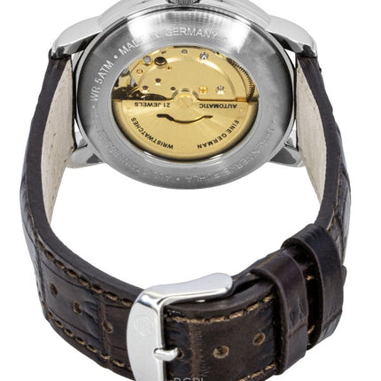 Montre automatique pour homme Zeppelin Friedrichshafen 85625, bracelet en cuir marron, cadran doré
