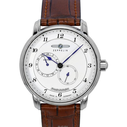 Montre automatique pour homme Zeppelin Friedrichshafen avec bracelet en cuir et cadran blanc 85681