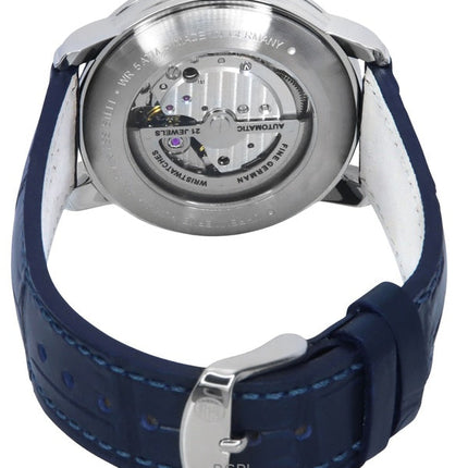 Montre automatique pour homme Zeppelin Friedrichshafen avec bracelet en cuir et cadran bleu 85683